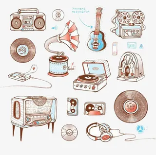 手绘音乐器材免抠