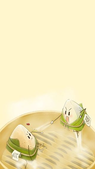 唯美有趣卡通吃粽子H5图高清