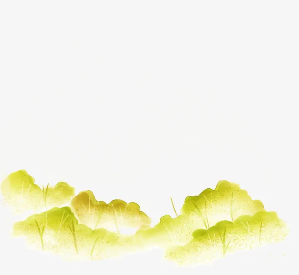 手绘绿色池塘荷叶免抠