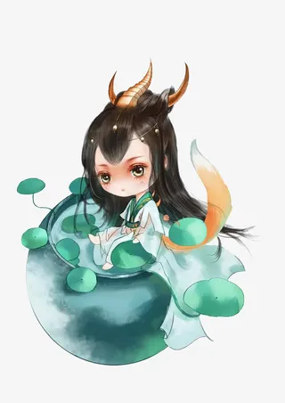 Q版古典风小女孩免抠