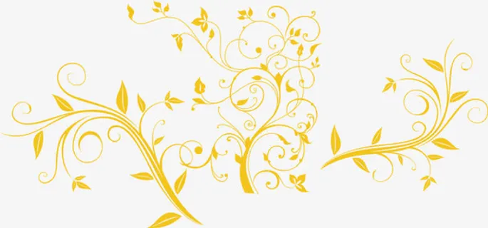 卡通手绘树枝花纹免抠
