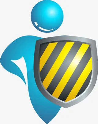 手绘蓝色人物盾牌免抠