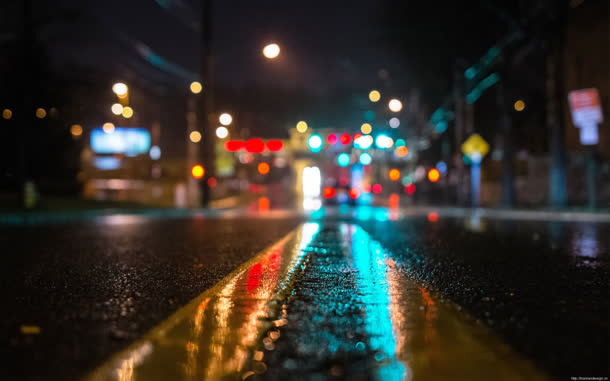 城市雨后马路夜晚海报背景