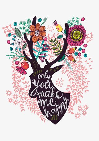 水彩梅花鹿免抠