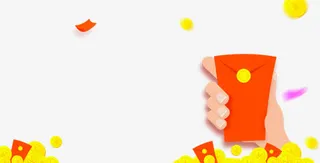 手绘卡通红包金币免抠