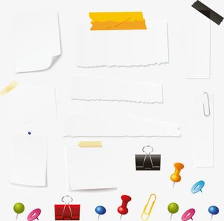 卡通手绘彩钉学习小书夹免抠