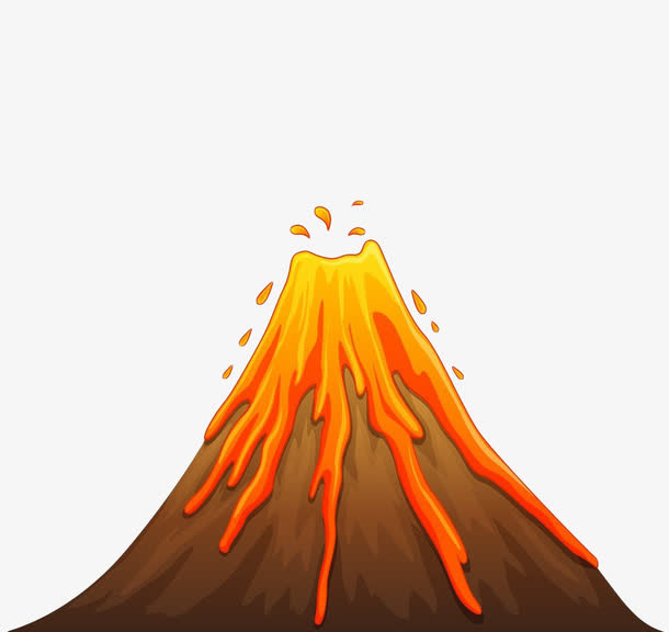 手绘简约火山喷发免抠