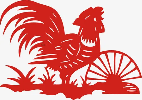 鸡鸣剪纸窗花春节剪纸贴纸新年免抠