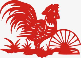 鸡鸣剪纸窗花春节剪纸贴纸新年免抠