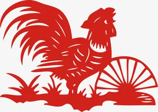 鸡鸣剪纸窗花春节剪纸贴纸新年免抠