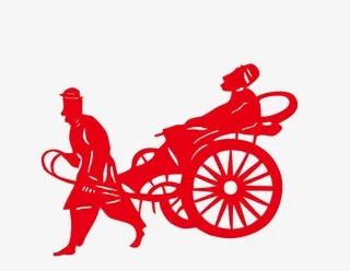 中国风拉车免抠