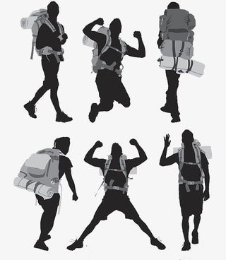 矢量背包客背包动态剪影免抠