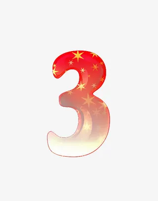 渐变红旗字母数字3免抠