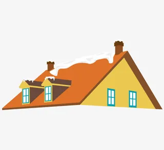 矢量烟筒房子屋顶积雪免抠