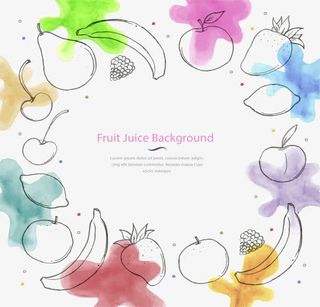 水彩晕染水果边框免抠