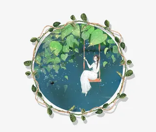 手绘清新藤蔓边框免抠