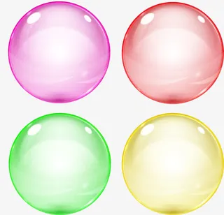 四个彩色泡泡免抠