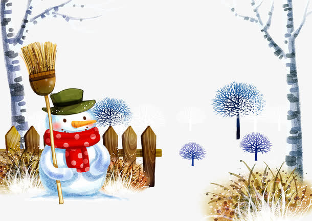 雪人拿着扫帚免抠