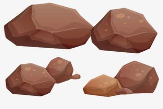 手绘礁石堆免抠