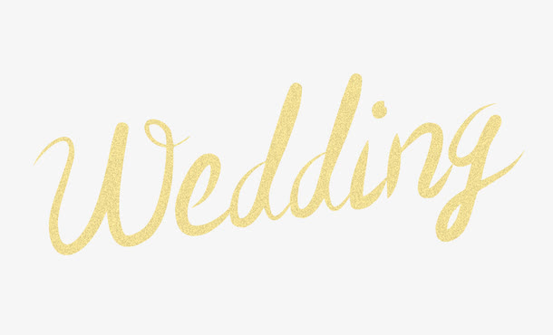 金色婚礼wedding艺术字免抠