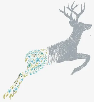 奔跑着的花卉小鹿免抠