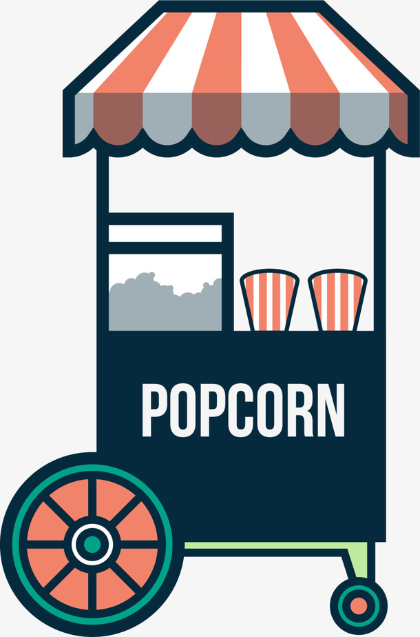 爆米花街头小摊贩免抠