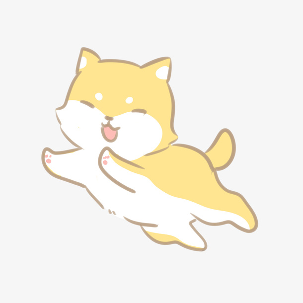 一只奔跑的可爱柴犬免抠