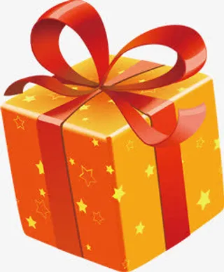 黄色星星底纹礼盒免抠