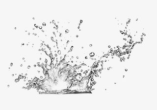 手绘喷洒的水珠浪花免抠