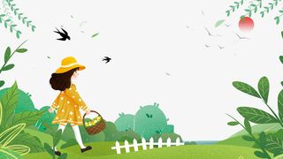 春游采花元素图免抠