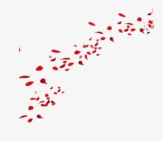 红色飞翔装饰鲜花免抠