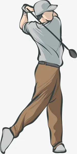 卡通打高尔夫运动免抠png人物免抠