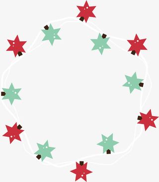 六角星彩灯边框免抠