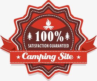 红色野营探险标签免抠