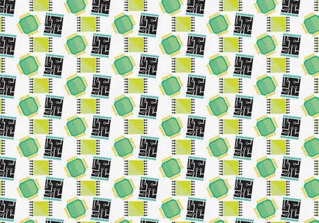 矢量创意彩色芯片造型无缝纹理免抠