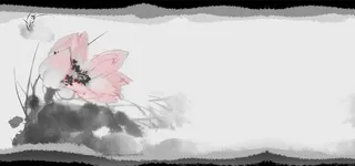 水墨荷花背景边框高清