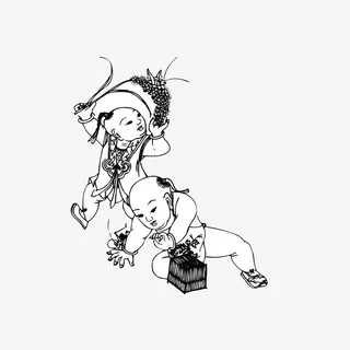 手拿高粱玩耍的孩子免抠