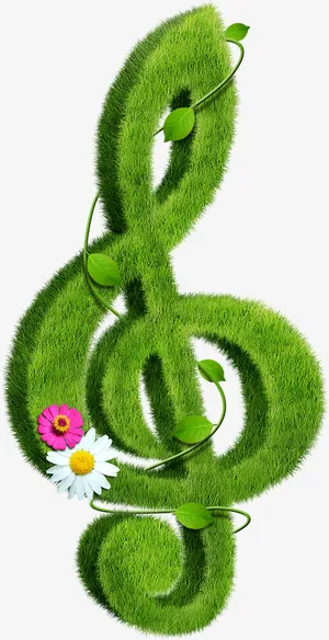 春季清新小草音符装饰免抠