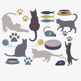 卡通猫咪和玩具免抠