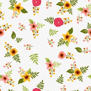 彩色花朵无缝拼接矢量图免抠