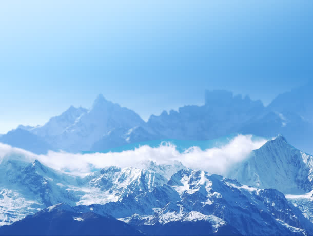 纯净自然雪山蓝色免抠