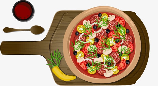 美味披萨俯视图矢量素材图片免抠
