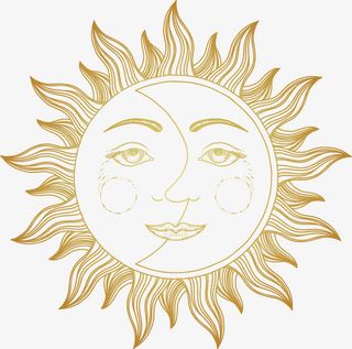 矢量手绘太阳和月亮图案免抠