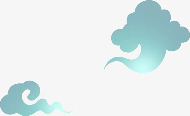 蓝色卡通漂浮祥云七夕免抠
