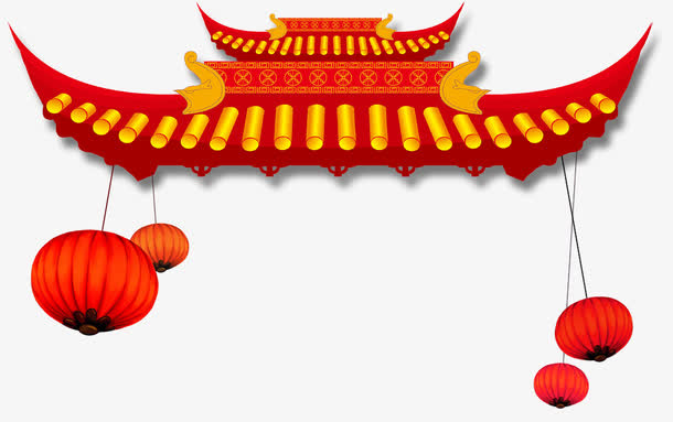 手绘新年装饰灯笼素材免抠