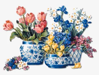 花草设计素材花草标签免抠