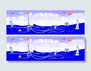旅游手绘创意banner背景