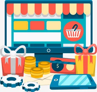 矢量手绘网络商城免抠