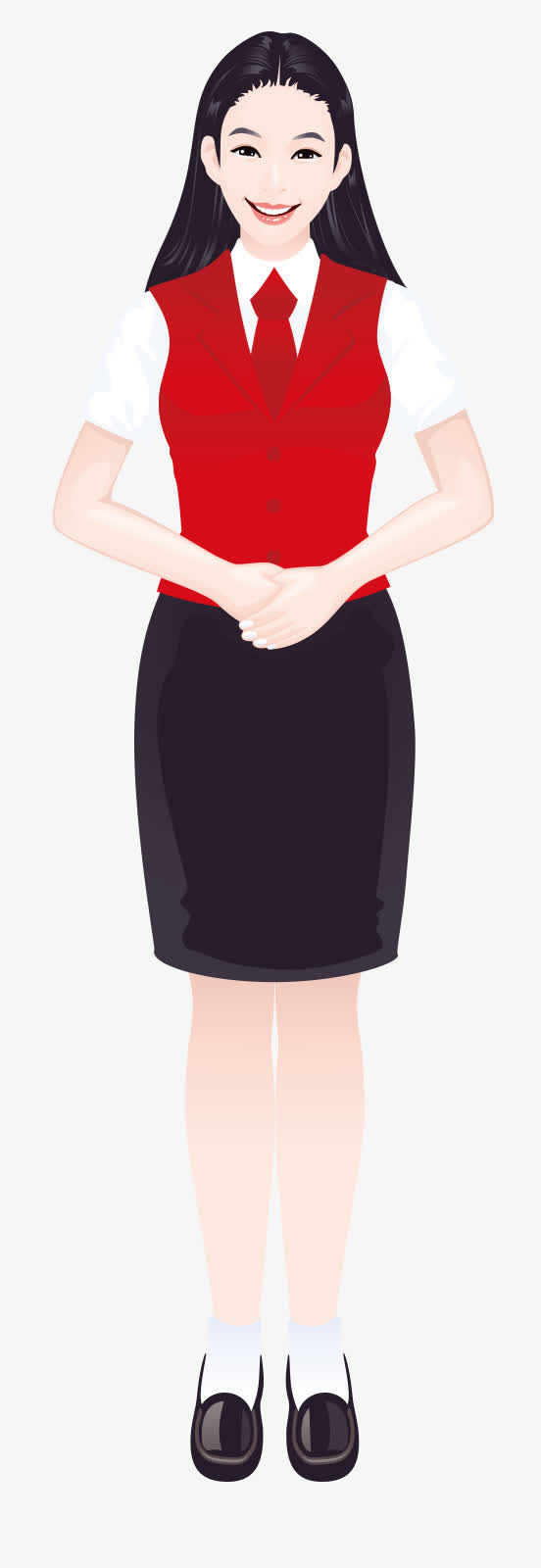 穿红衣服的客服小姐免抠