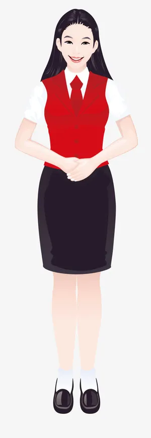 穿红衣服的客服小姐免抠